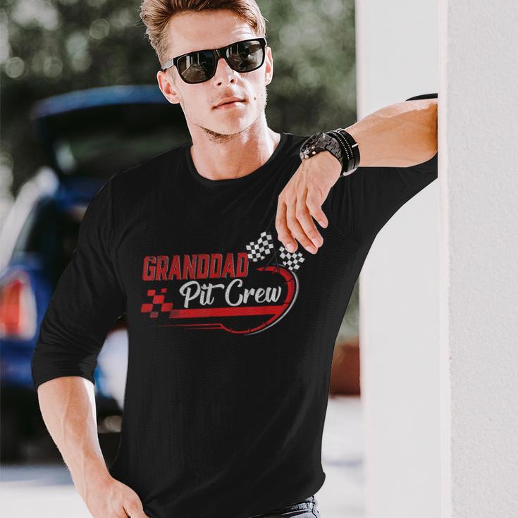 Granddad Pit Crew Race Car Birthday Party Racing Long Sleeve T-Shirt Gifts for Him