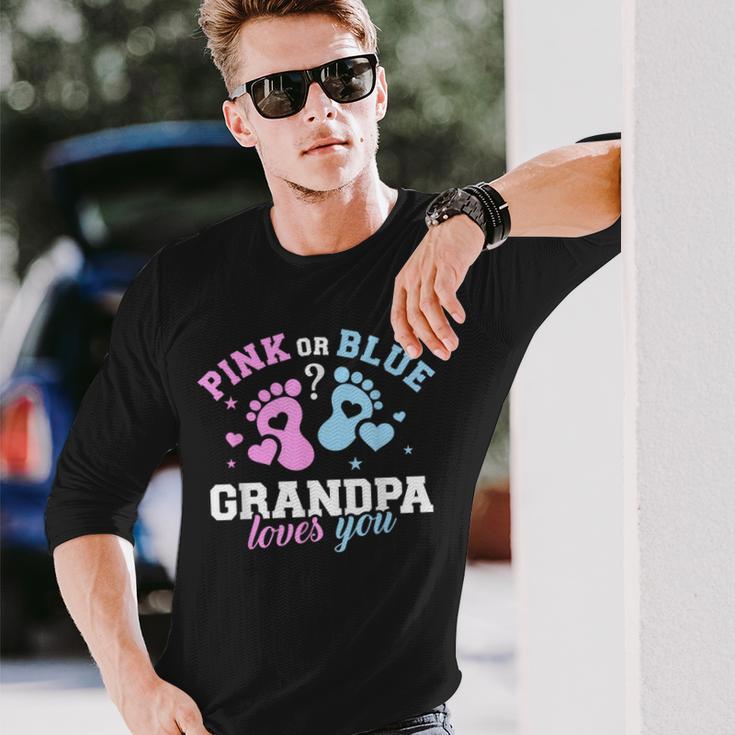 Großvater Langarmshirts Pink or Blue, Grandpa Loves You für Geschlechtsenthüllung Geschenke für Ihn