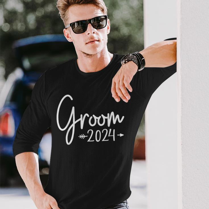 Groom Est 2024 Married Wedding Engagement Getting Ready Long Sleeve T-Shirt Gifts for Him
