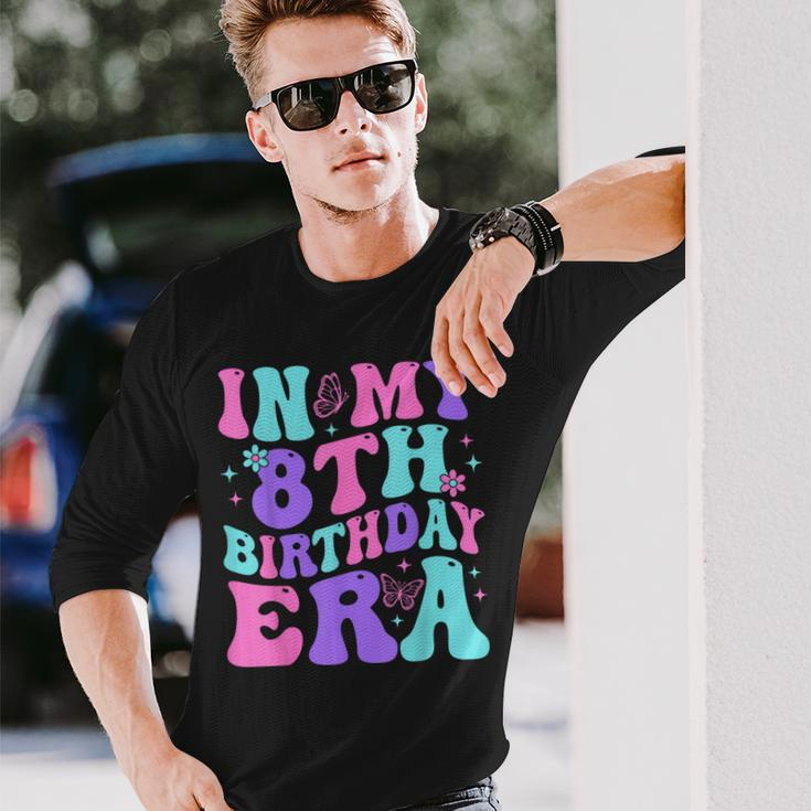 Groovy In My 8Th Birthday Era Eight 8 Years Old Birthday Long Sleeve T-Shirt Gifts for Him