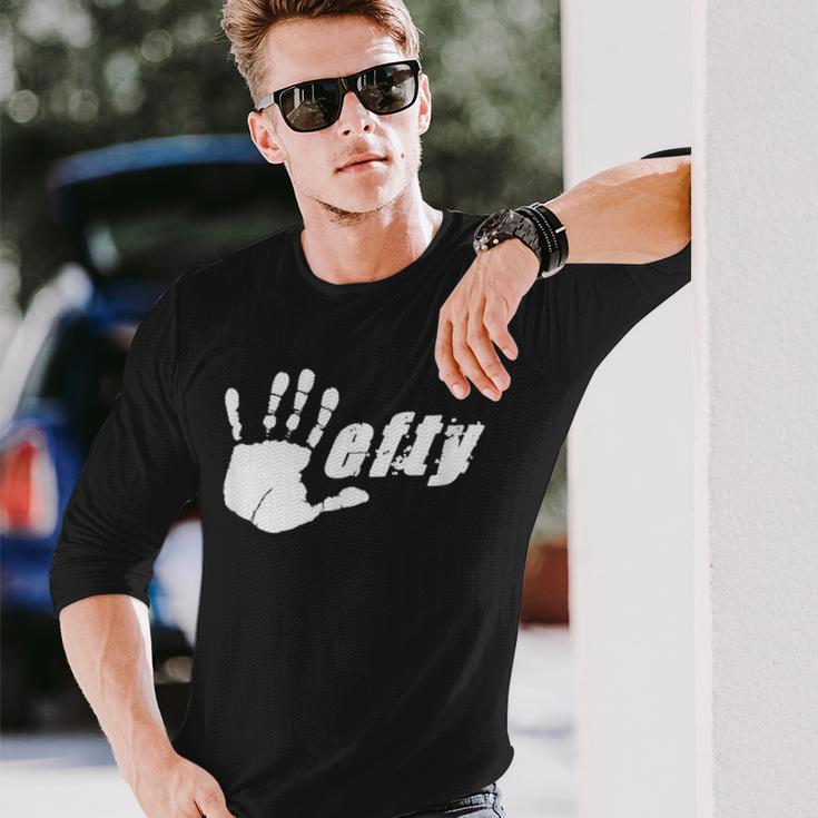 Grungy Hand Print Lefty Pride 2 Fun Long Sleeve T-Shirt Gifts for Him