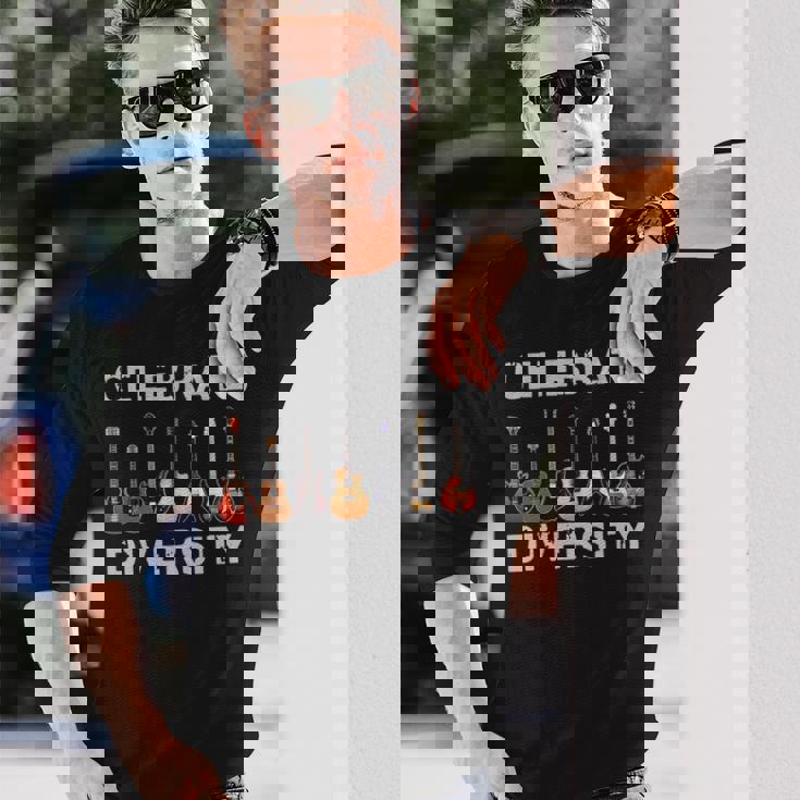 Guitar Celebrate Diversity Long Sleeve T-Shirt Gifts for Him