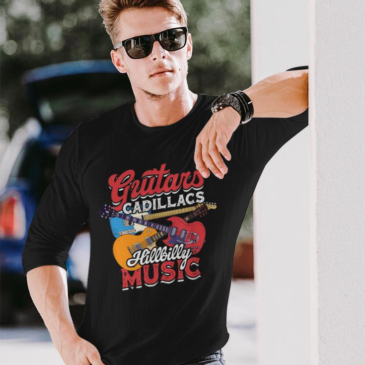 Guitars Cadillacs Hillbilly Music Guitarist Music Album Long Sleeve T-Shirt Gifts for Him