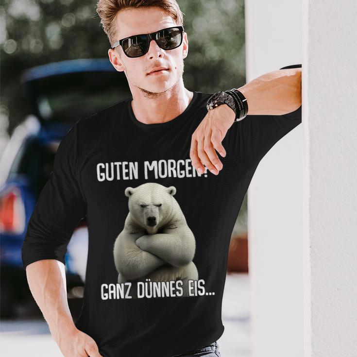 Guten Morgen Ganz Dünnes Eis Morgenmuffel Eisbär Langarmshirts Geschenke für Ihn