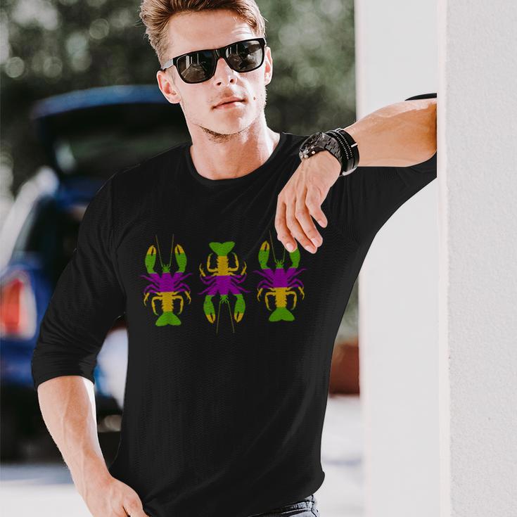 Happy Mardi Gras 2024 Crawfish Mardi Gras Matching Party Long Sleeve T-Shirt Gifts for Him