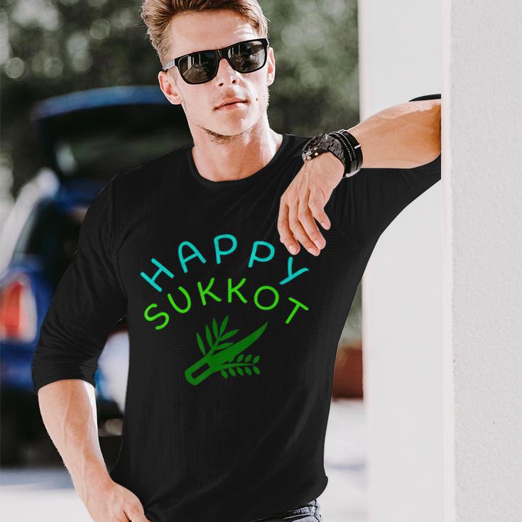 Happy Sukkot Holiday Israel Sukkah Four Species Long Sleeve T-Shirt Gifts for Him