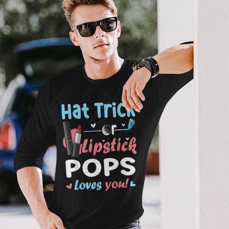 Hat Trick Or Lipstick Pops Loves You Gender Reveal Long Sleeve T-Shirt Gifts for Him