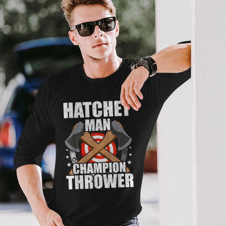 Hatchet Man Champion Axe Throwing Lumberjack Long Sleeve T-Shirt Gifts for Him