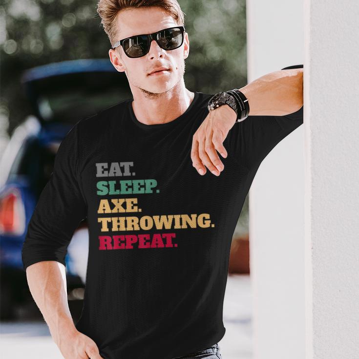 Hatchetman Eat Sleep Axe Throwing Long Sleeve T-Shirt Gifts for Him