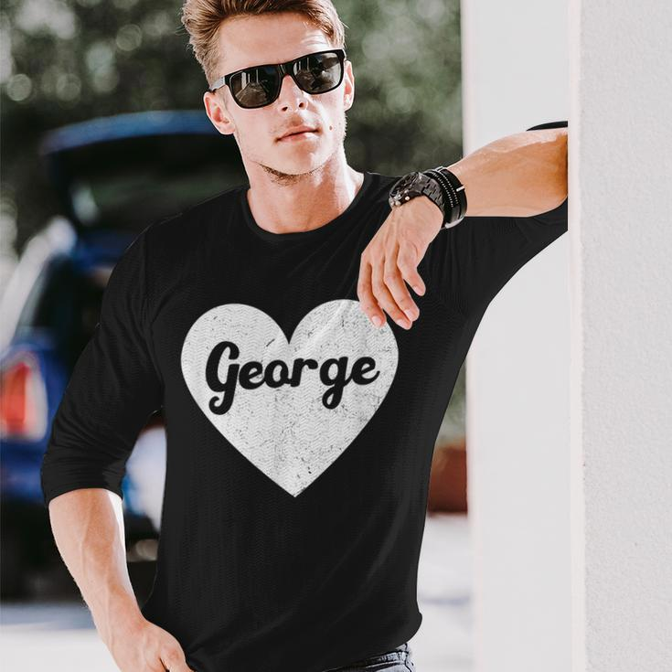 I Heart George First Names And Hearts I Love George Long Sleeve T-Shirt Gifts for Him