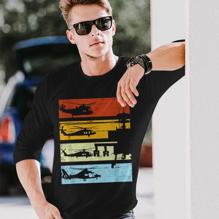 Helicopterintage Helicopter Pilot Langarmshirts Geschenke für Ihn