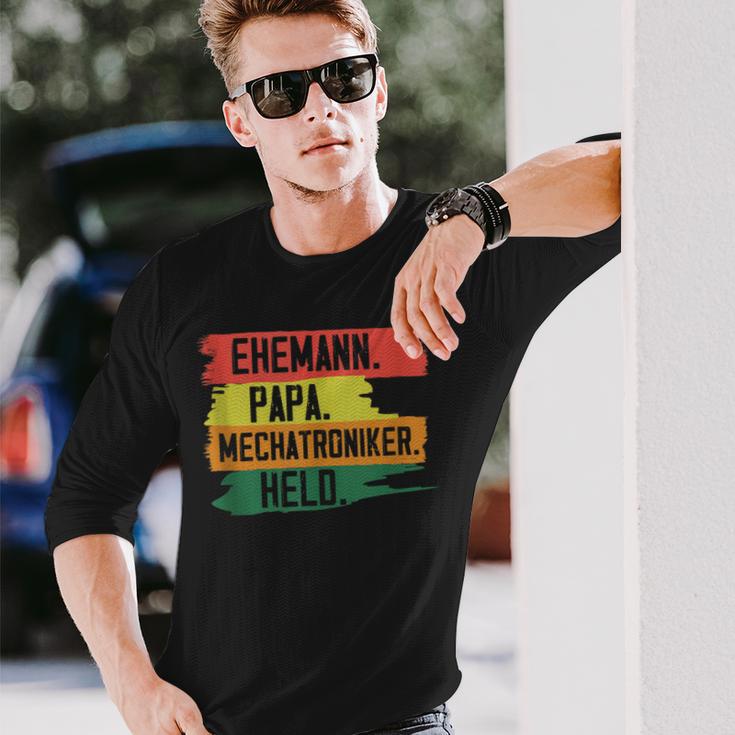 Herren Ehemann Papa Mechatroniker Heldateratertag Geschenk Langarmshirts Geschenke für Ihn