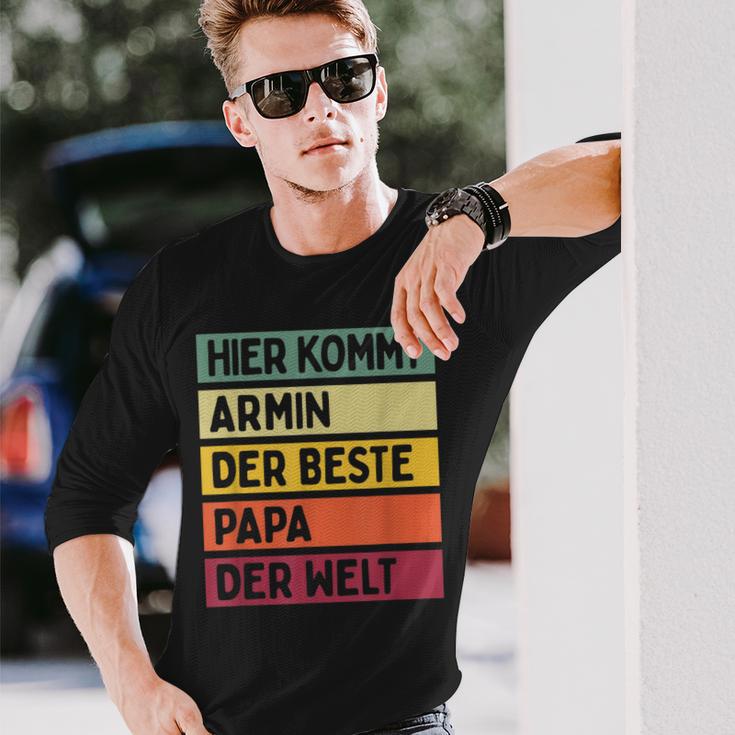 Herren Hier Kommt Armin Der Beste Papa Der Weltatertag Retro Langarmshirts Geschenke für Ihn