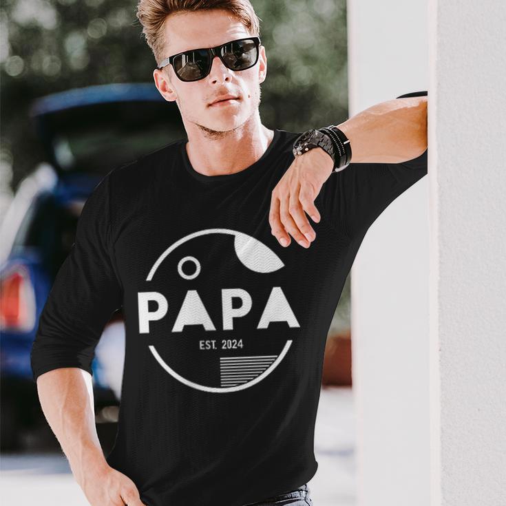 Herren Papa 2024Ater 2024 Befördert Zum Papa Est 2024 Langarmshirts Geschenke für Ihn