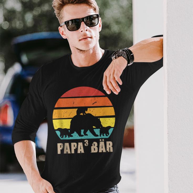 Herren Papa 3 Bär Bär Papa 3 Kinder Langarmshirts Geschenke für Ihn