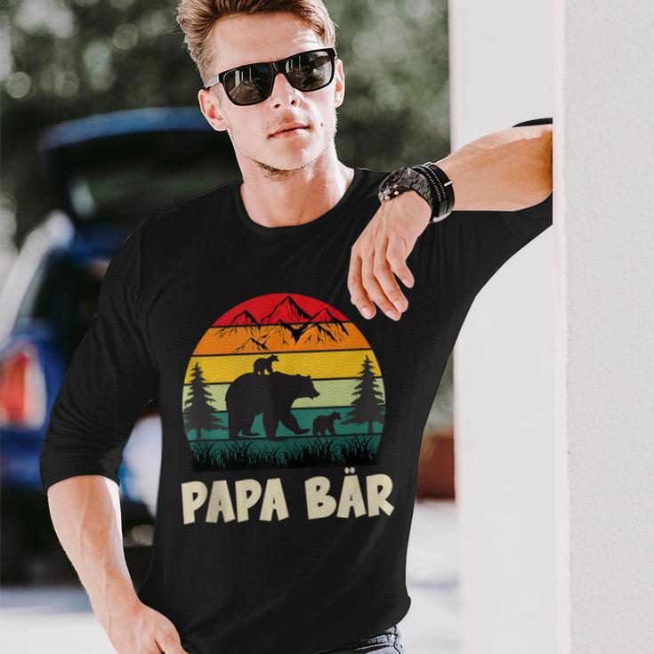 Herren Papa Bär Mit Zwillingenatertag Retroater & Opa Geschenk Langarmshirts Geschenke für Ihn