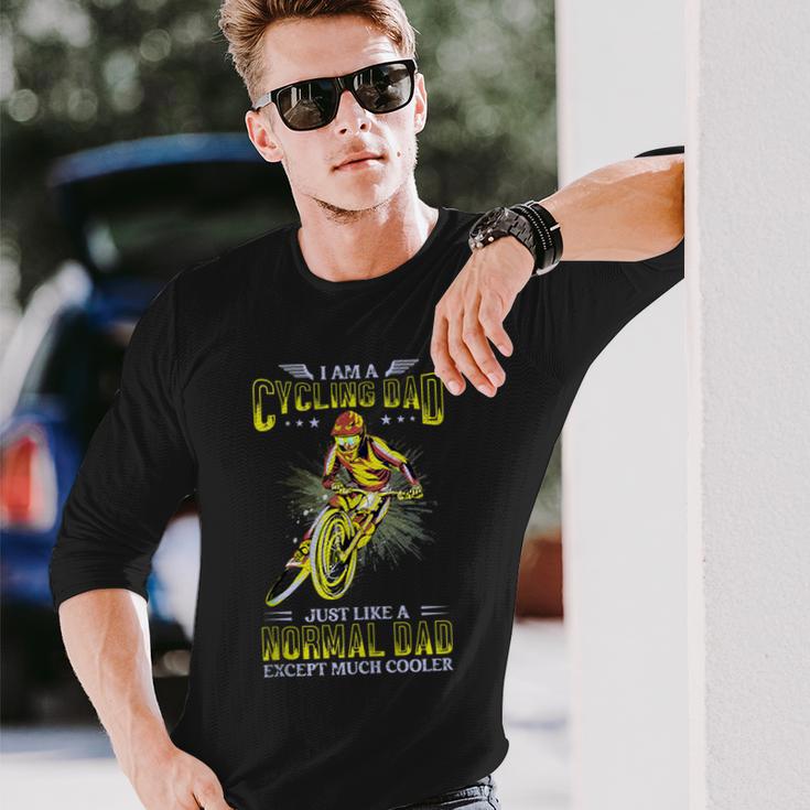 Herren Radfahrer Papa Wie Ein Normaler Papa Aber Cooler Lustiges Langarmshirts Geschenke für Ihn