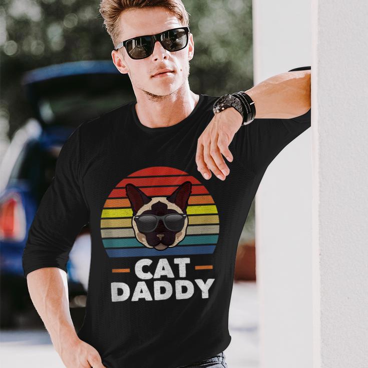 Herren Siamkatze Daddy Lustige Katze Papa Liebhaber Langarmshirts Geschenke für Ihn