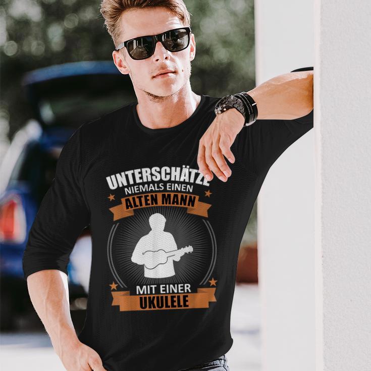 Herren Ukulele Spieler Ukulelist Alter Mann Spruch Lustig Musiker Langarmshirts Geschenke für Ihn