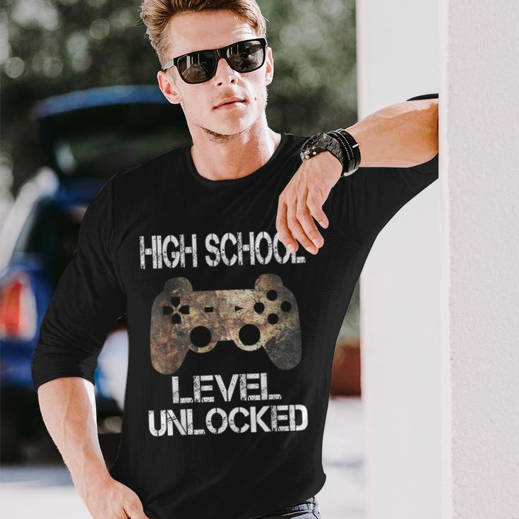 High School Level Unlocked Video Gamer First Day Of School Long Sleeve T-Shirt Gifts for Him