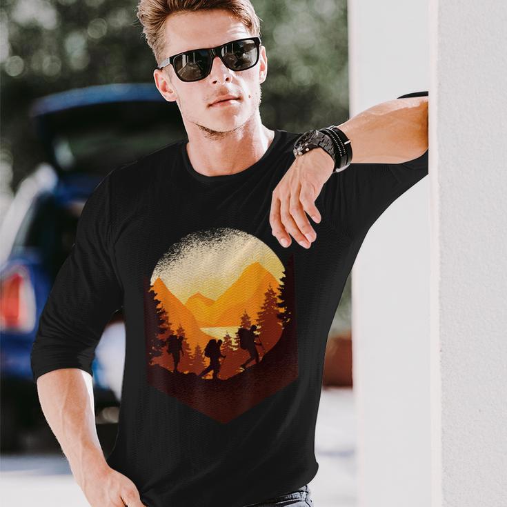 Hiking Mountaineering Forest Retro Vintage Long Sleeve T-Shirt Gifts for Him