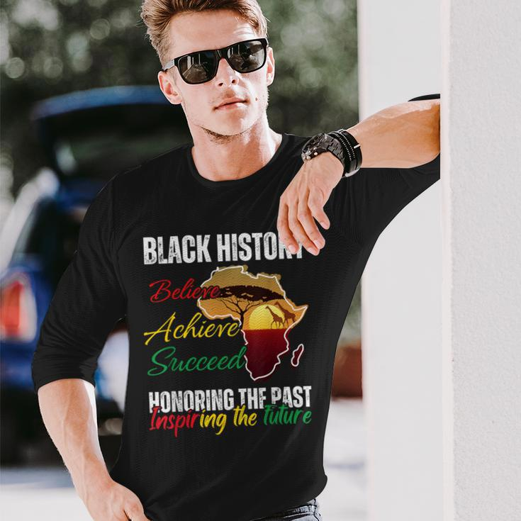 Honoring Past Inspiring Future Black History Pride Melanin Long Sleeve T-Shirt Gifts for Him