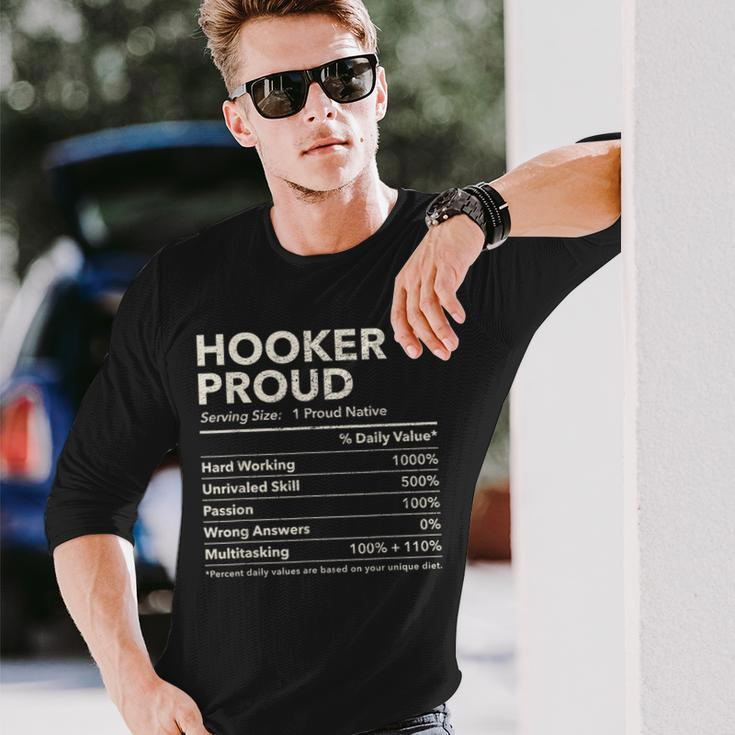 Hooker Oklahoma Proud Nutrition Facts Long Sleeve T-Shirt Gifts for Him