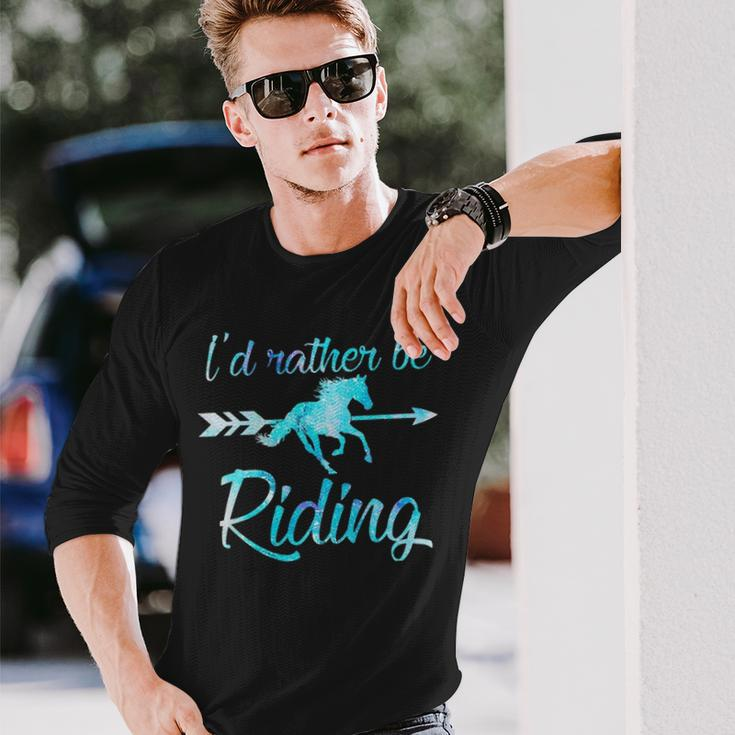 Horse Rider Girls I'd Rather Be Riding Horses Kid Gif Long Sleeve T-Shirt Gifts for Him