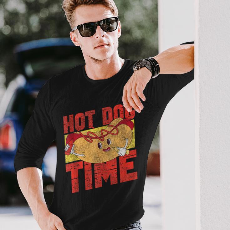 Hot Dog Adult Vintage Hot Dog Time Long Sleeve T-Shirt Gifts for Him