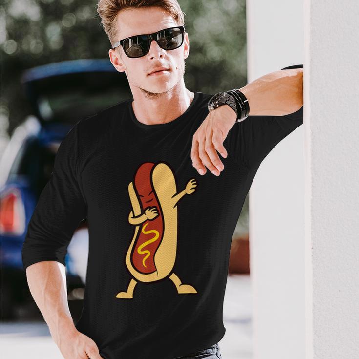 Hotdog Dabbing Hot Dog Long Sleeve T-Shirt Gifts for Him