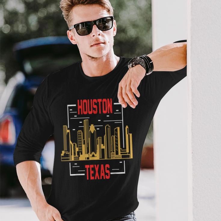 Houston Texas City With No Limits Skyline Long Sleeve T-Shirt Gifts for Him