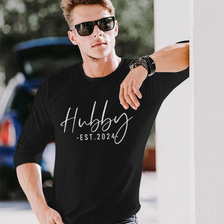 Hubby Est 2024 Just Married Honeymoon Husband Wedding Couple Long Sleeve T-Shirt Gifts for Him