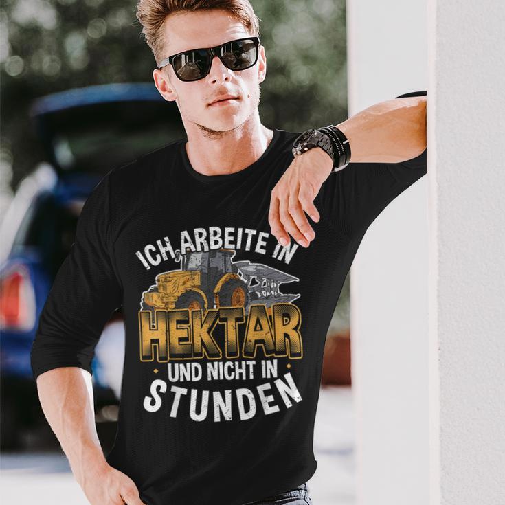 Ich Arbeite In Hectar Nicht In Stunden Tractor Farmers Langarmshirts Geschenke für Ihn