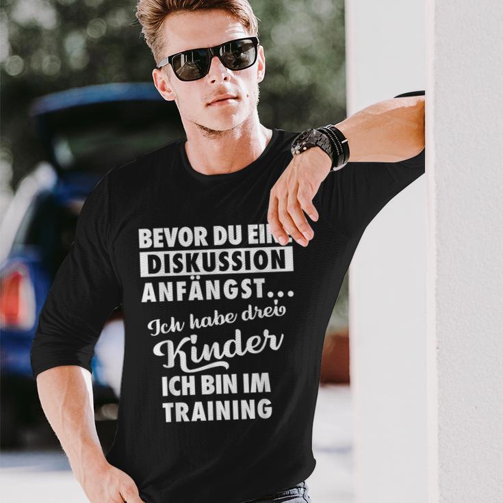 Ich Habe Drei Kinder Father Und Kinder Langarmshirts Geschenke für Ihn