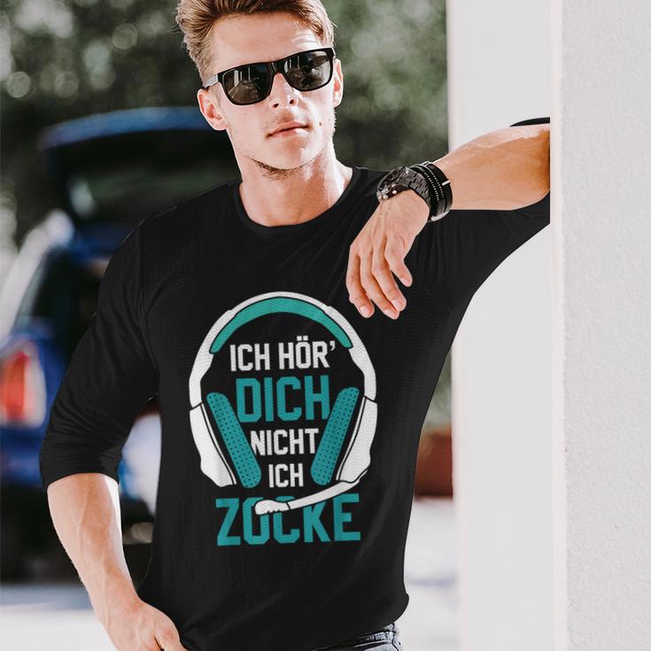 Ich Hör' Dich Nicht Ich Zocke Gamer Headset Idea Black Langarmshirts Geschenke für Ihn