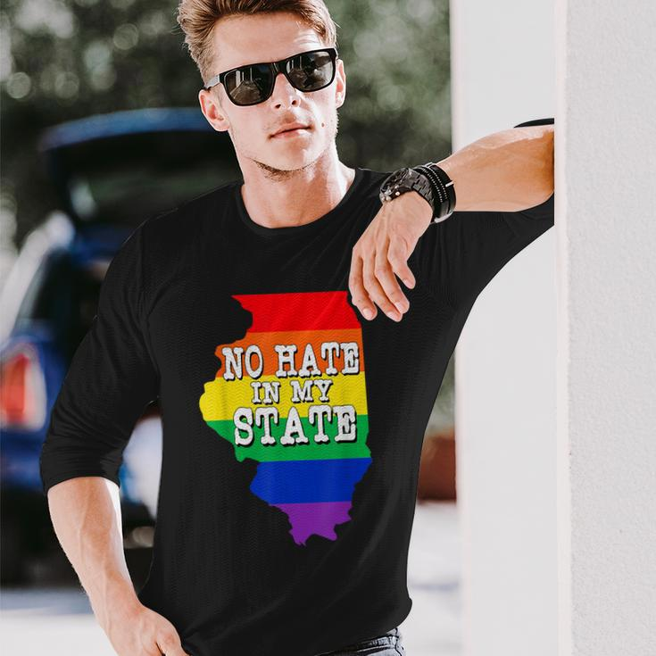 Illinois No Hate In My State Gay Pride LgbtLong Sleeve T-Shirt Gifts for Him