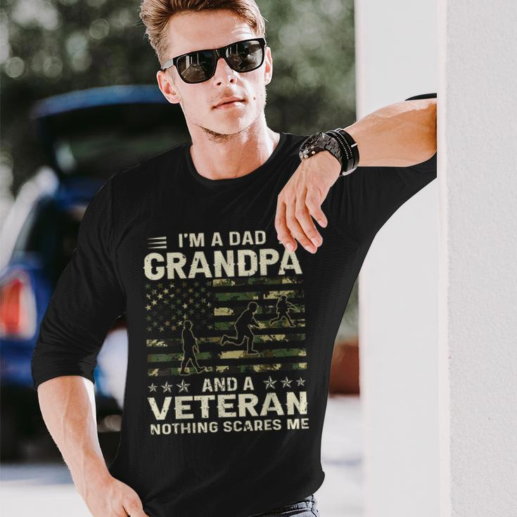 I'm A Dad Grandpa And Veteran Fathers Day American Flag Long Sleeve T-Shirt Gifts for Him