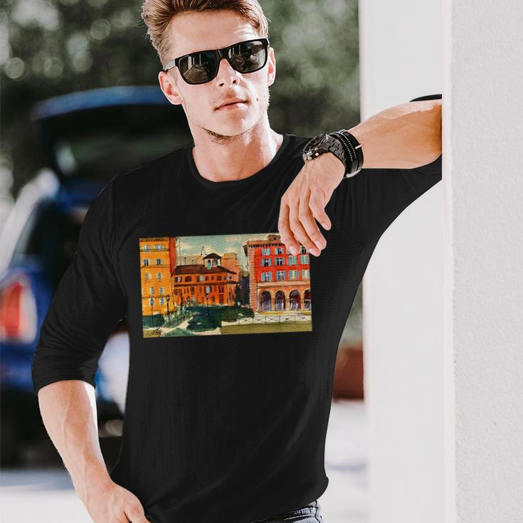 Italian Street View Artist Sketch Long Sleeve T-Shirt Gifts for Him