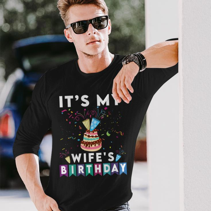 It's My Wife's Birthday Family Matching Confetti Cake Long Sleeve T-Shirt Gifts for Him