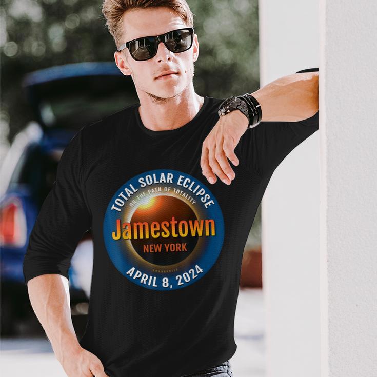 Jamestown New York Ny Total Solar Eclipse 2024 3 Long Sleeve T-Shirt Gifts for Him