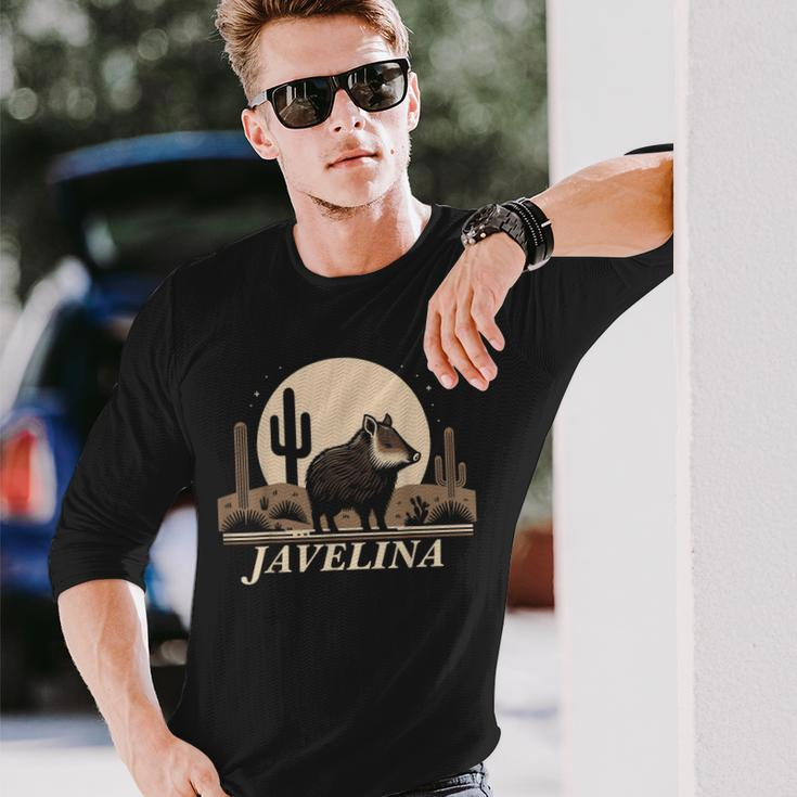 Javelina In Desert Landscape Javelina Long Sleeve T-Shirt Gifts for Him
