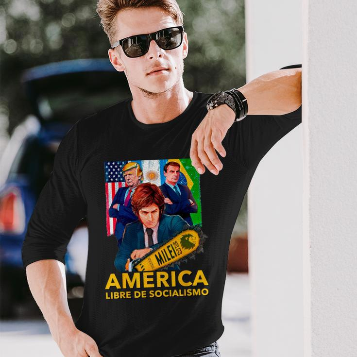 Javier Milei Presidente 2023 America Libre De Socialismo Long Sleeve T-Shirt Gifts for Him