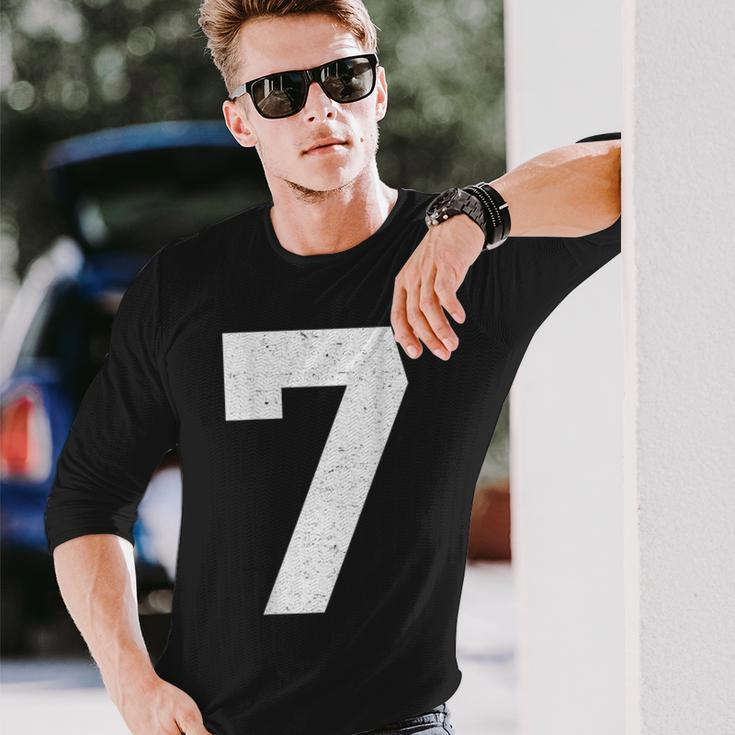 Jersey Number 7 Long Sleeve T-Shirt Gifts for Him
