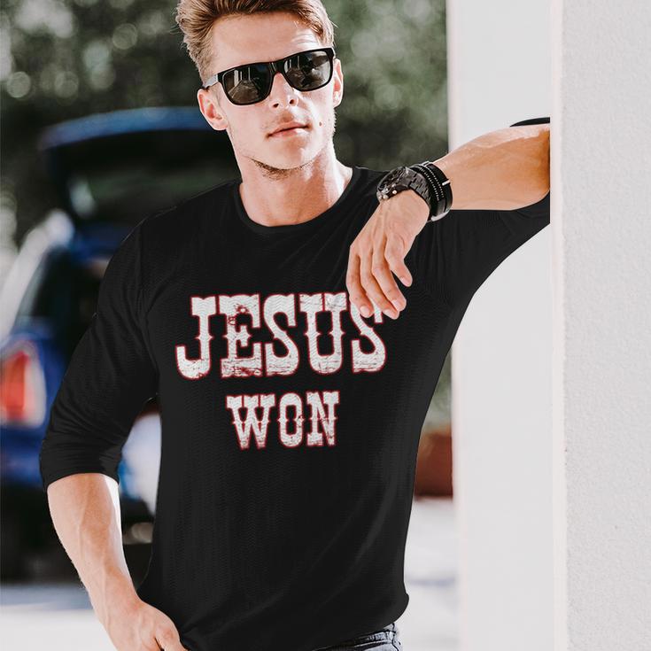 Jesus Won Texas Christianity Religion Jesus Won Texas Long Sleeve T-Shirt Gifts for Him