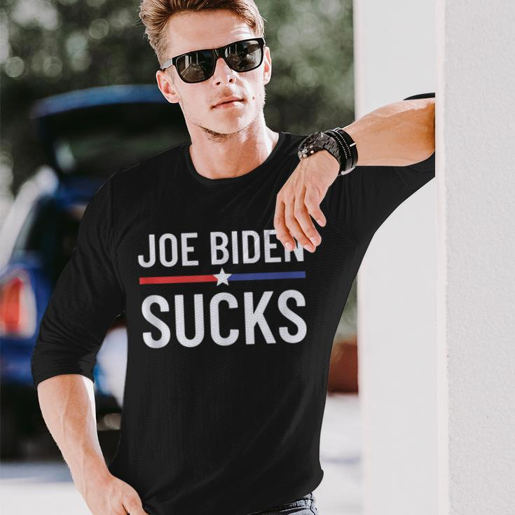 Joe Biden Sucks Anti Joe Biden Pro America Political Long Sleeve T-Shirt Gifts for Him