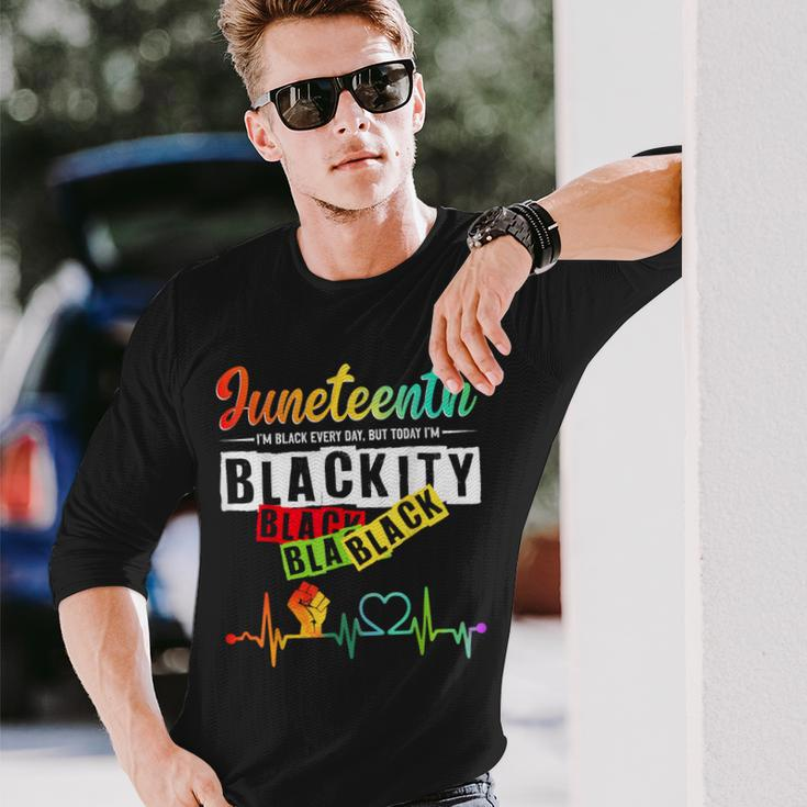 Junenth Blackity Heartbeat Black History African America Long Sleeve T-Shirt Gifts for Him