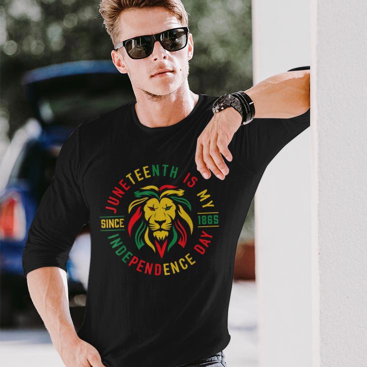 Junenth Is My Independence Day Lion Free Ish Since 1865 Long Sleeve T-Shirt Gifts for Him