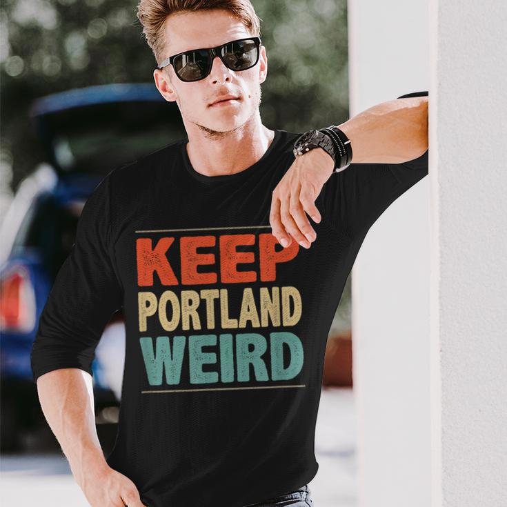 Keep Portland Weird Vintage Style Long Sleeve T-Shirt Gifts for Him