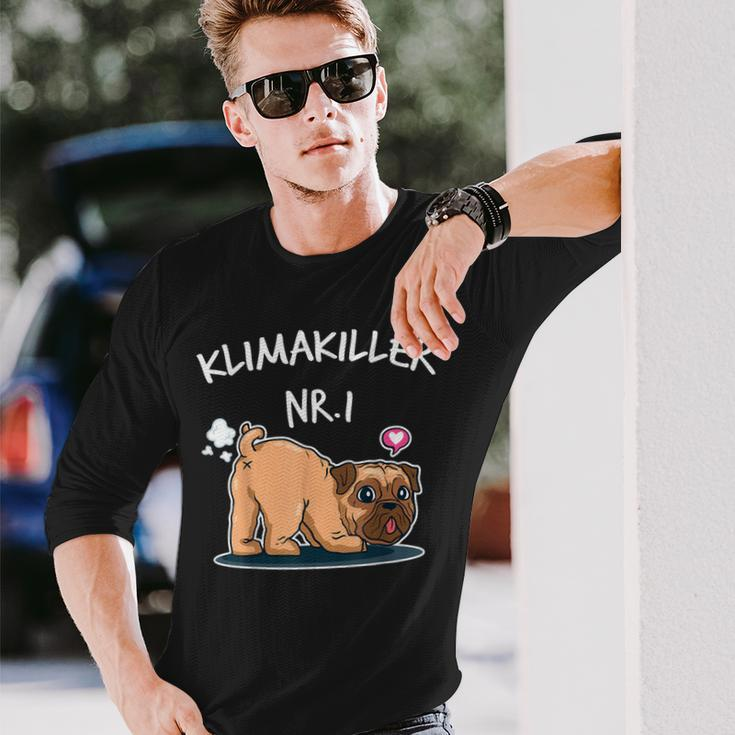 Klimakiller No 1 Cute Pug Dog Lover Langarmshirts Geschenke für Ihn