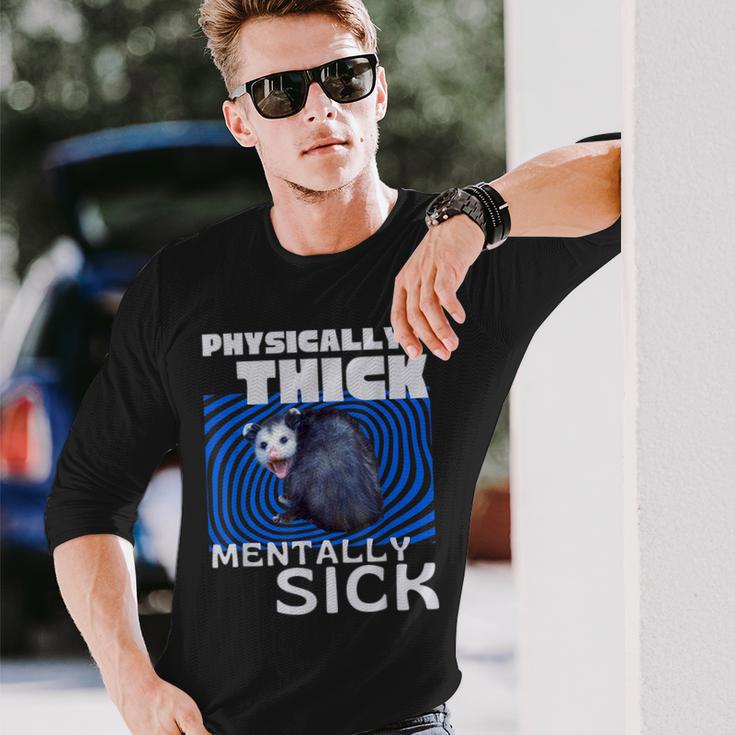 Körperlich Dickes Psychisch Krankes Opossum Mental Health Meme Langarmshirts Geschenke für Ihn